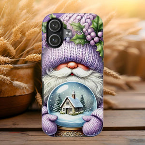Phone Case Christmas Gnome Purple Snow Globe Holiday Protective Cover iPhone And Samsung Tough Case Impact Resistant