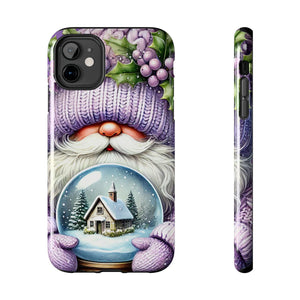 Phone Case Christmas Gnome Purple Snow Globe Holiday Protective Cover iPhone And Samsung Tough Case Impact Resistant
