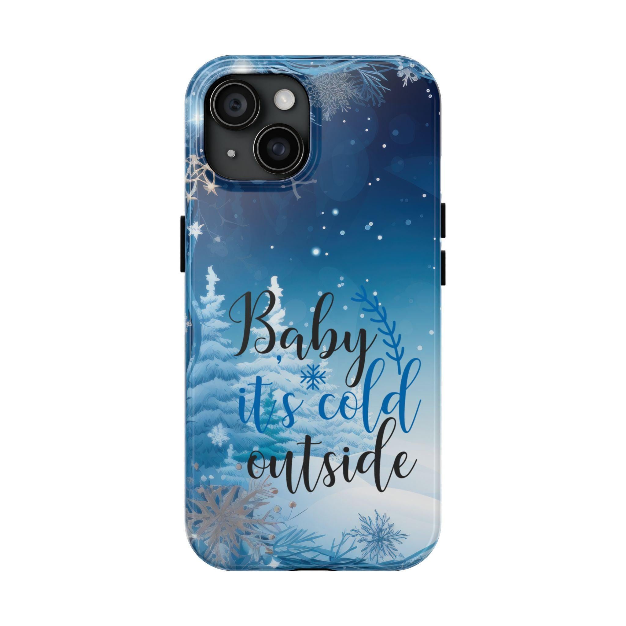 Christmas Phone Case: Winter Snowflakes and Pine Trees - Tough Cover