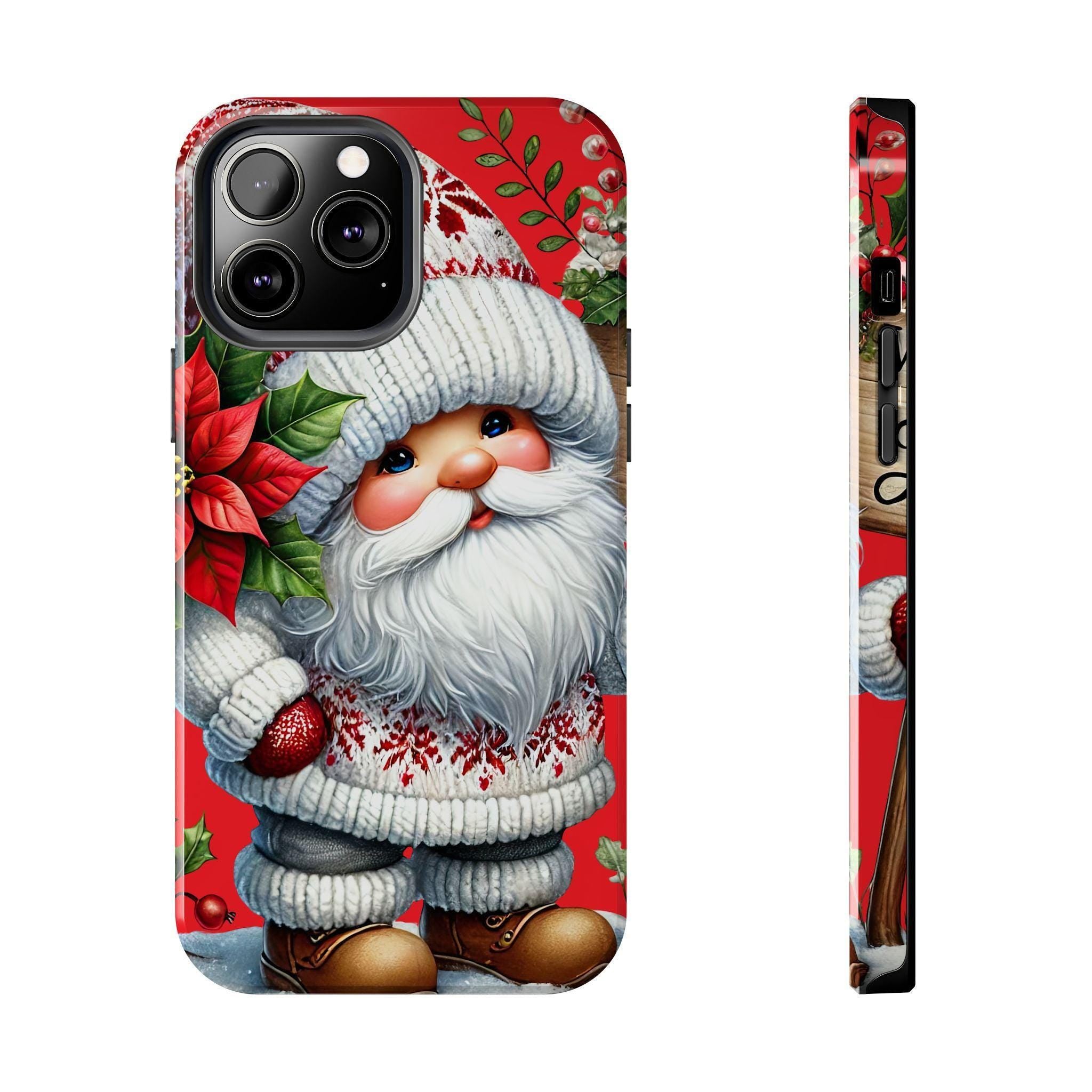 Christmas Holiday Gnome Phone Case, Impact Resistant Phone Cover With Inner Rubber Lining For iPhone And Samsung, Christmas Gnome Gift Phone