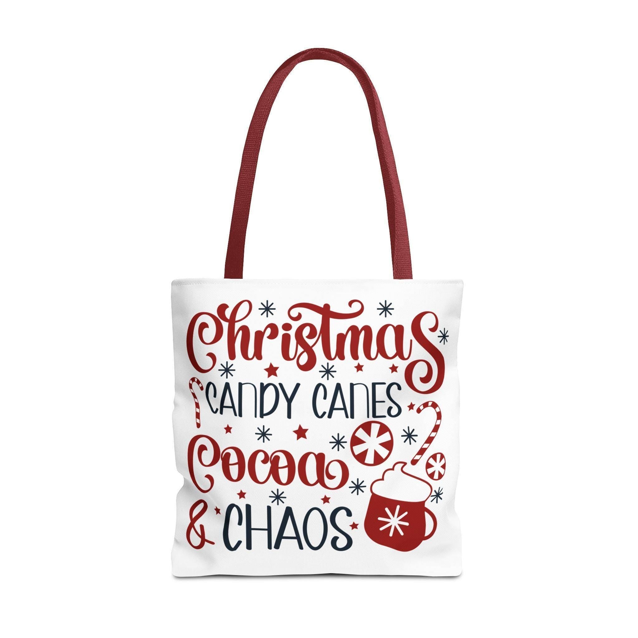 Christmas Candy Canes Cocoa & Chaos Tote Bag