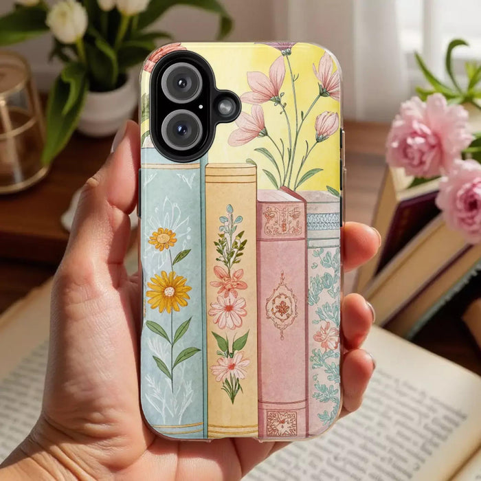 Floral Book Lover Phone Case: Durable, Colorful Vintage Design