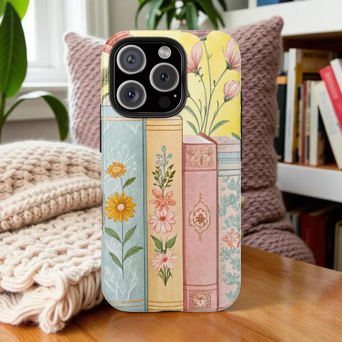 Floral Book Lover Phone Case: Durable, Colorful Vintage Design