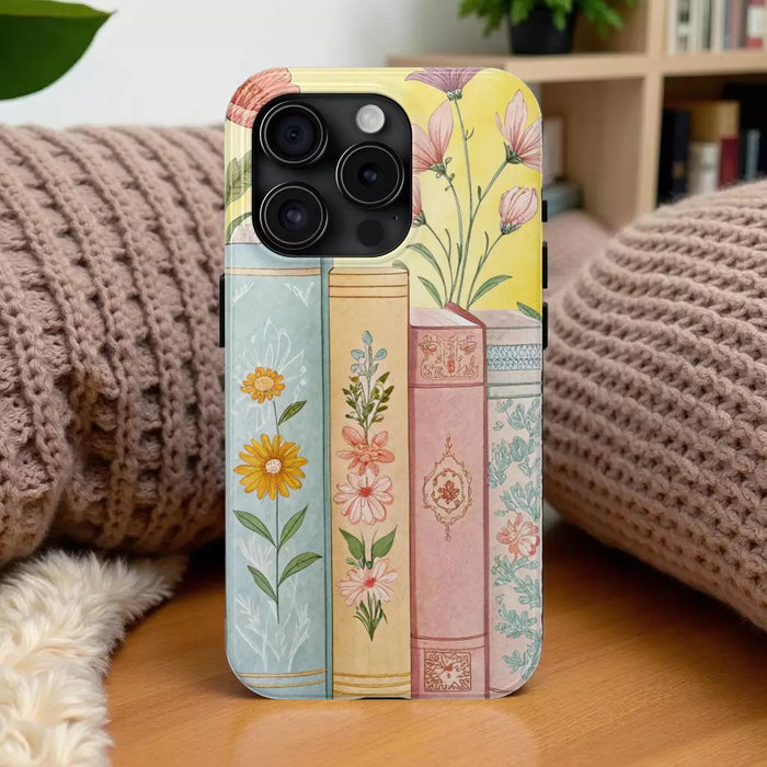 Floral Book Lover Phone Case: Durable, Colorful Vintage Design