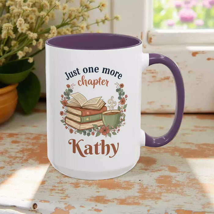 Book Lover Coffee Mug: Personalized 'Just One More Chapter' Design