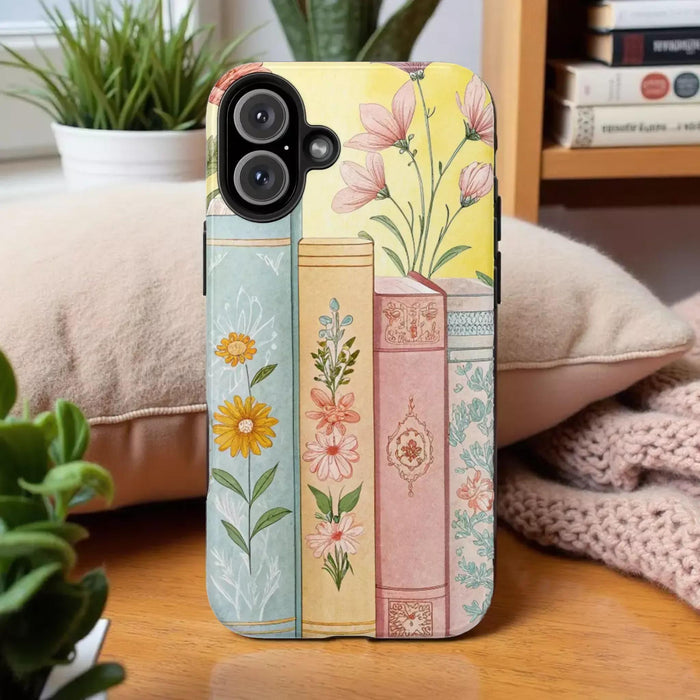 Floral Book Lover Phone Case: Durable, Colorful Vintage Design