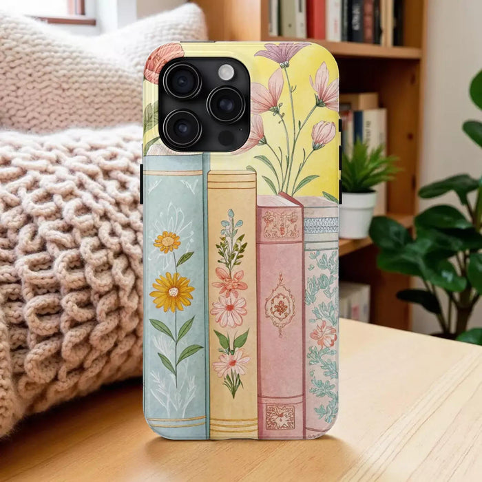 Floral Book Lover Phone Case: Durable, Colorful Vintage Design