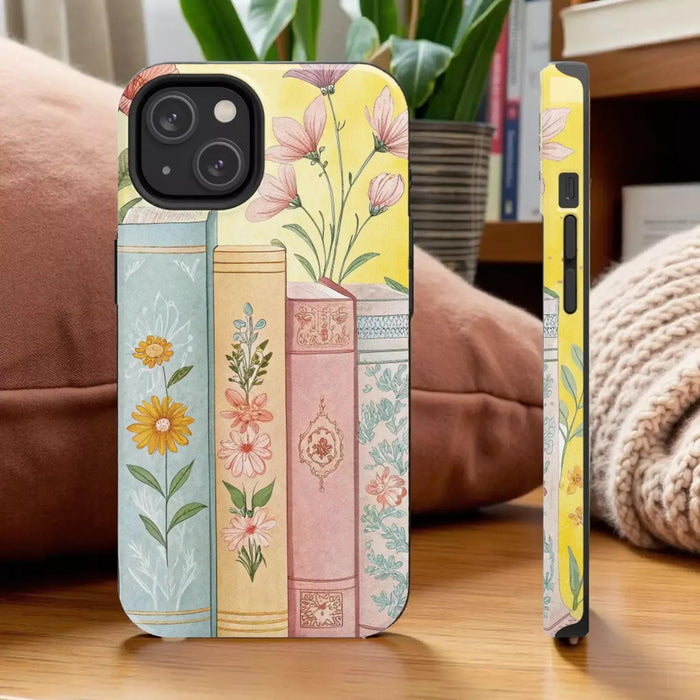 Floral Book Lover Phone Case: Durable, Colorful Vintage Design