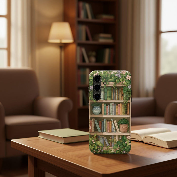 Bookish Botanical Phone Case • Floral Tough Protective Cover • Aesthetic Book Lover Gift