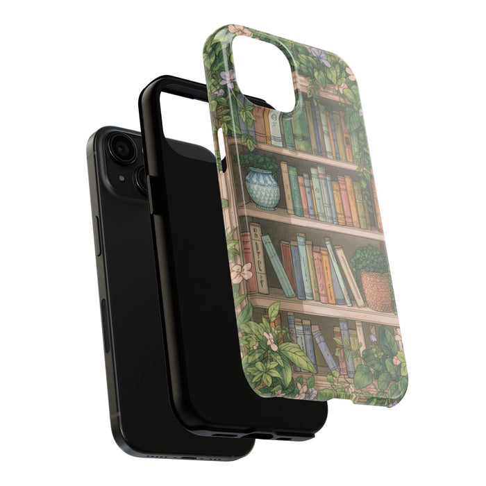Bookish Botanical Phone Case • Floral Tough Protective Cover • Aesthetic Book Lover Gift