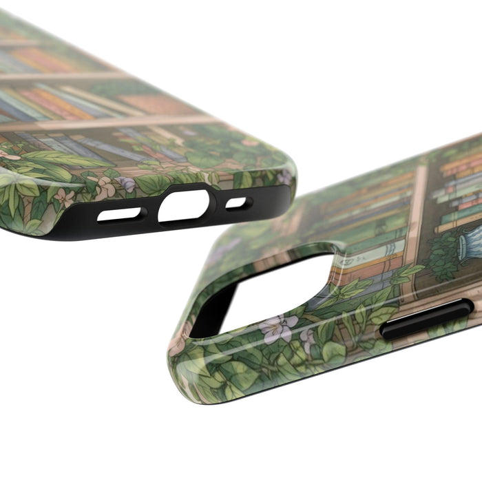 Bookish Botanical Phone Case • Floral Tough Protective Cover • Aesthetic Book Lover Gift
