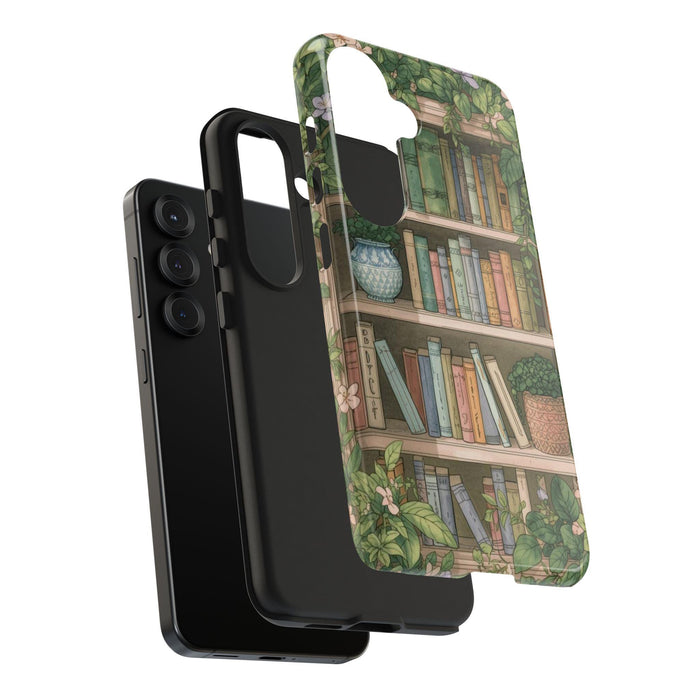 Bookish Botanical Phone Case • Floral Tough Protective Cover • Aesthetic Book Lover Gift