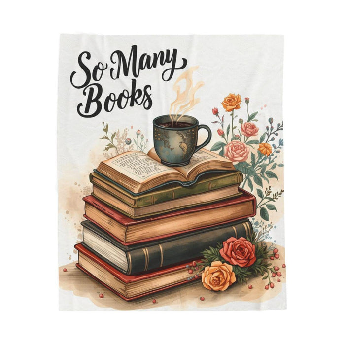 So Many Books Plush Throw Blanket • Cozy Reading Nook Decor, Literary Gift