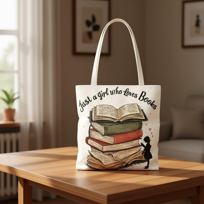 Just A Girl Who Loves Books Tote Bag • Literary Canvas Reader Accessory