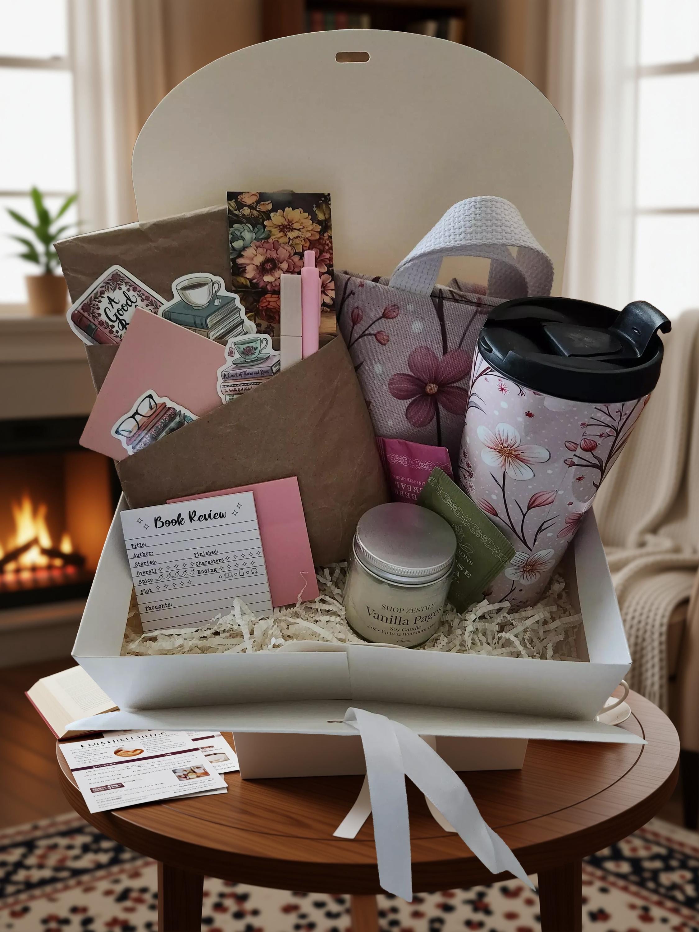 Cozy Reading Blind Date With A Book Box - Booklovers Tote and Travel Mug Gift Set