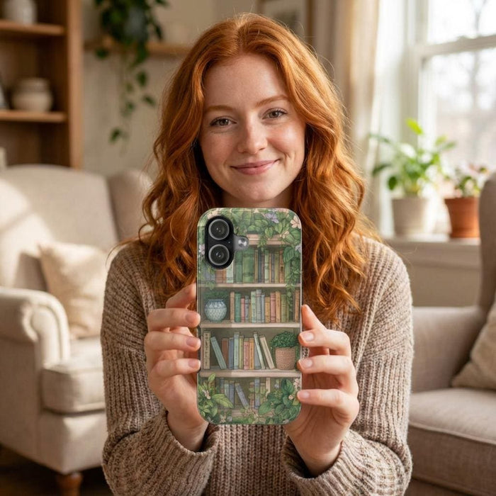 Bookish Botanical Phone Case • Floral Tough Protective Cover • Aesthetic Book Lover Gift