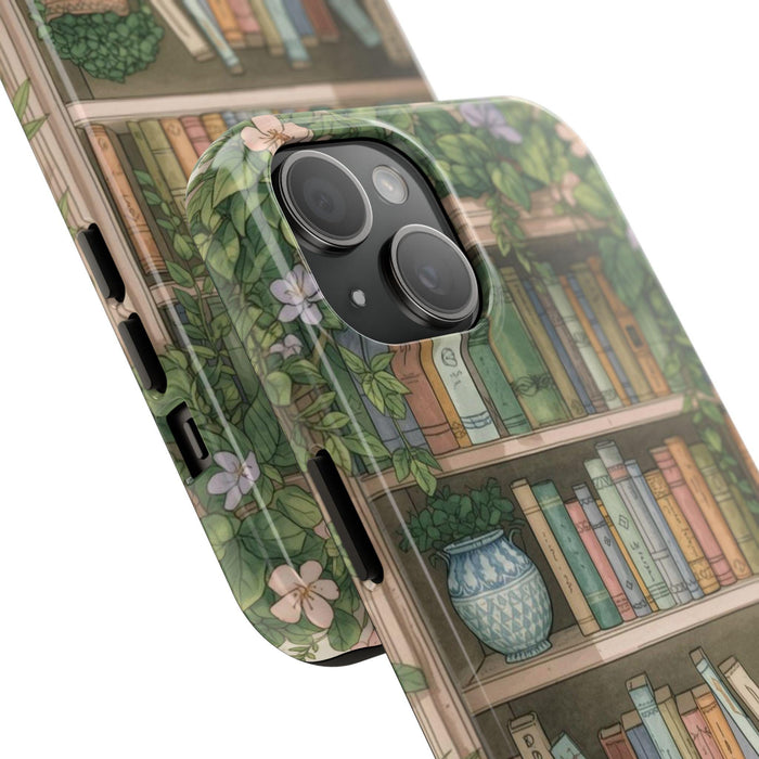 Bookish Botanical Phone Case • Floral Tough Protective Cover • Aesthetic Book Lover Gift