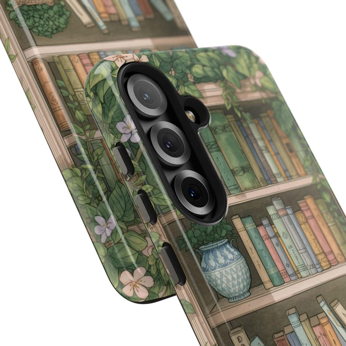 Bookish Botanical Phone Case • Floral Tough Protective Cover • Aesthetic Book Lover Gift