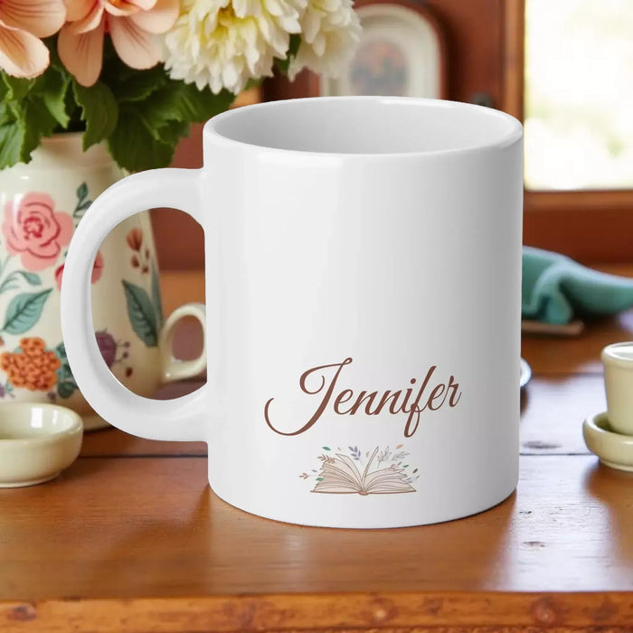20oz Jumbo Mug - 'Read More. Worry Less.' Floral Ceramic Coffee Cup