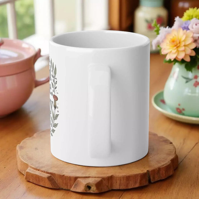 20oz Jumbo Mug - 'Read More. Worry Less.' Floral Ceramic Coffee Cup