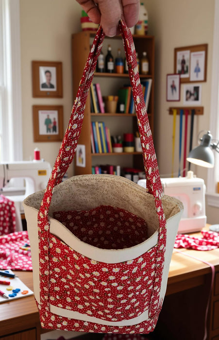 Handmade Book Lover's Floral Tote Bag, Cotton Canvas (Large Front and Interior Pockets)