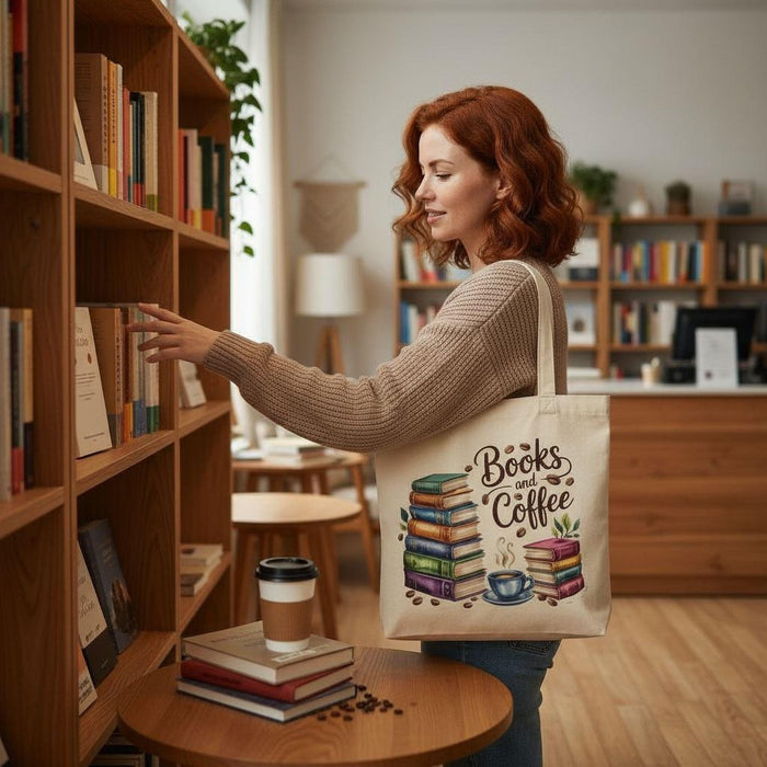 Books and Coffee Tote Bag: Cozy Canvas for Book Lovers