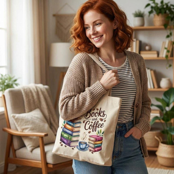 Books and Coffee Tote Bag: Cozy Canvas for Book Lovers