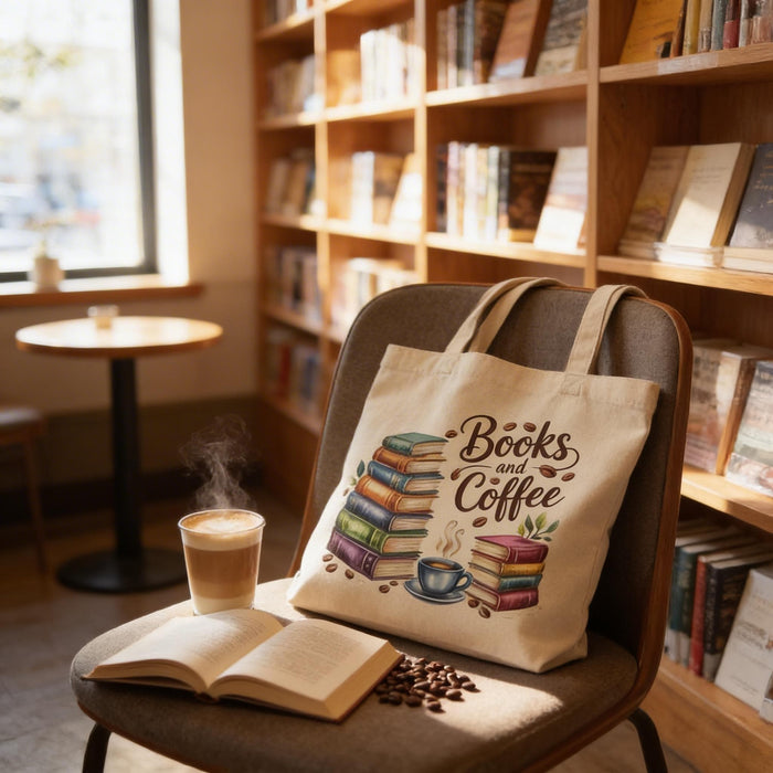 Books and Coffee Tote Bag: Cozy Canvas for Book Lovers