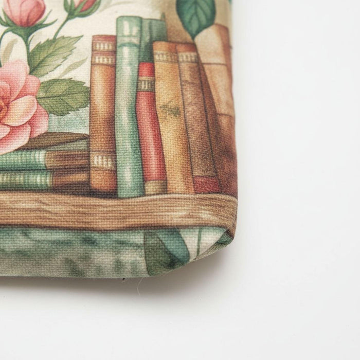 Tote Bag: Floral Bookshelf Design - Durable Polyester Carryall For Shopping and Books, 3 Sizes