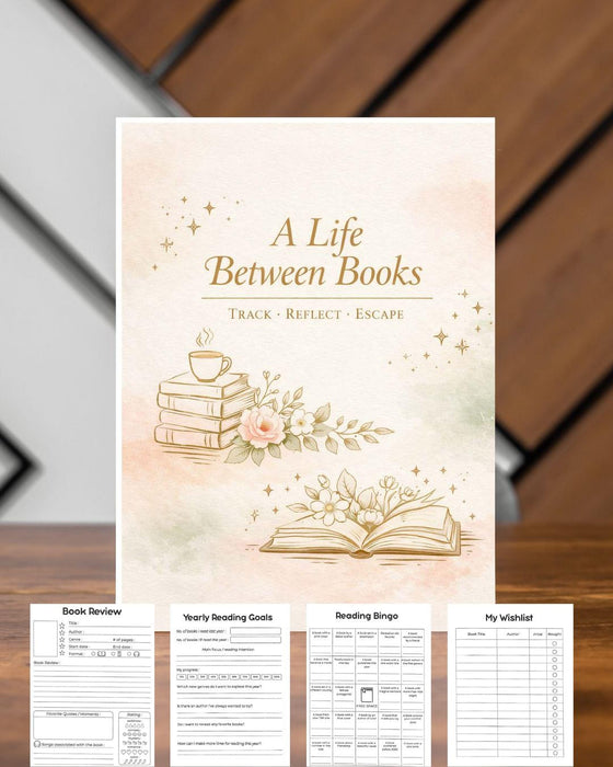 A Life Between Books Reading Journal Cottagecore Book Tracker | Printable Reading Log | Book Review Pages | Book Lover Gift Instant Download