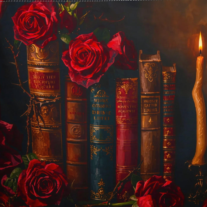 Gothic Dark Academia Tote Bag \ Antique Books & Roses \ Bookish Gift for Her \ Dark Romance BookTok \ Vintage Library Book Lover Gift