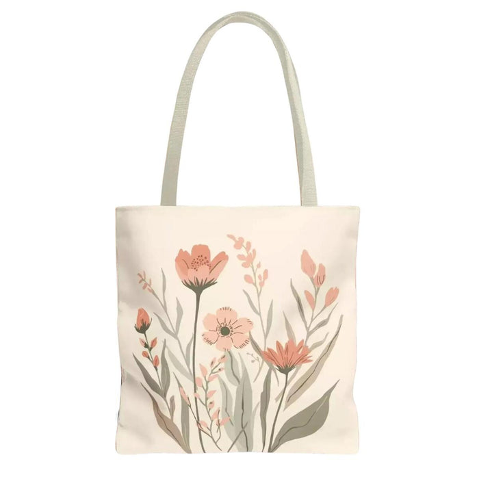 Floral Watercolor Tote Bag: Peach Wildflower Booklover Shopping Carryall (3 sizes)