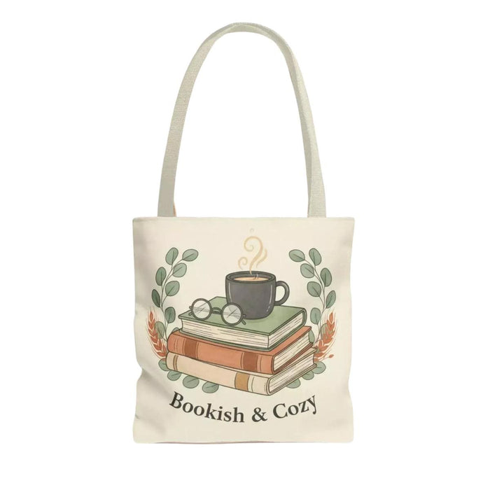 Bookish & Cozy Tote Bag – Literary Reader Coffee and Books Shopping Carryall