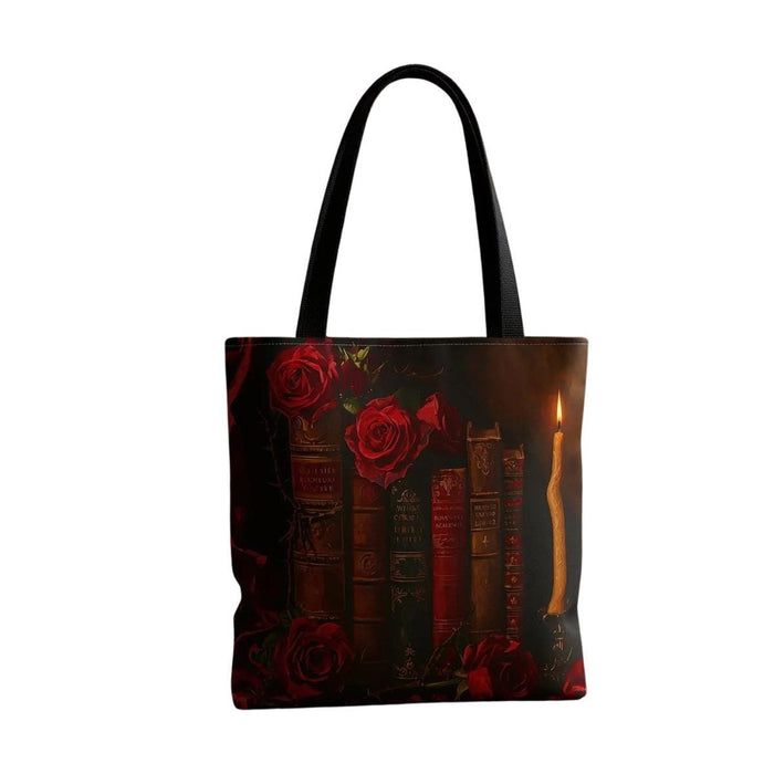 Gothic Dark Academia Tote Bag \ Antique Books & Roses \ Bookish Gift for Her \ Dark Romance BookTok \ Vintage Library Book Lover Gift