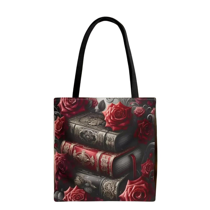 Dark Romance Roses and Books Tote Bag \ Gothic Bookish Gift for Her \ Romantasy BookTok \ Dark Floral Book Lover \ Vintage Library Bag