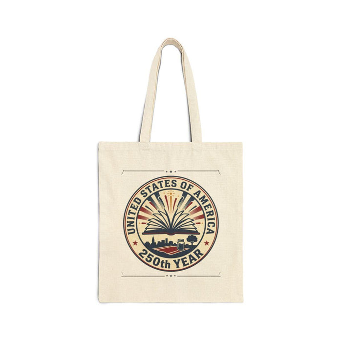 USA 250th Anniversary Bookish Tote • 15x16 Cotton Canvas Patriotic Book Bag • America 250 Years Reading Tote • Book Lover Gift
