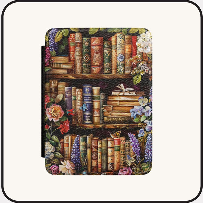 Bookshelf Kindle Cover • Leatherette Case • Premium PU Leather • Paperwhite & Signature Edition Compatible • Elegant Reading Gift