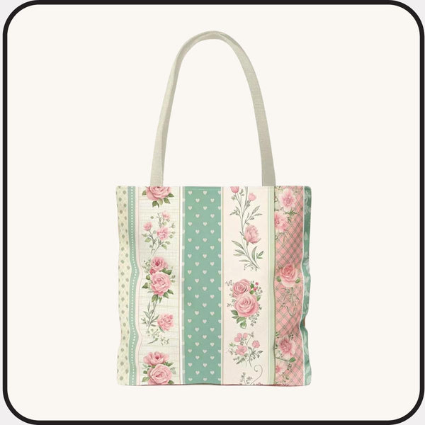 Floral Striped Tote Bag | Boho Beach Market, Summer Travel Book Lover Tote