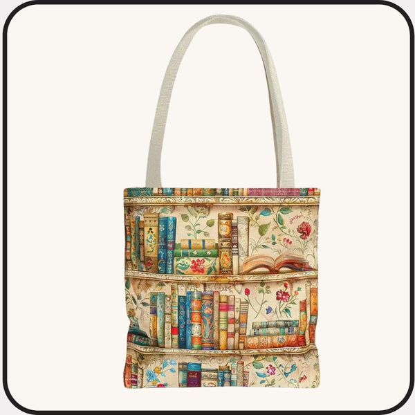 Bookshelf Tote Bag • Durable Shopping Carryall Literary Library Tote for Readers