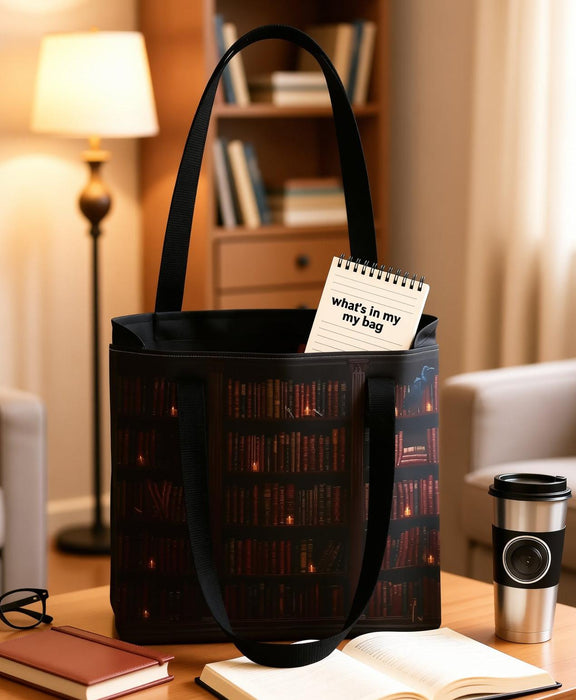 Raven Bookcase Tote Bag \ Dark Academia Gothic Library \ Bookish Gift for Her \ Crow Books Vintage \ BookTok Book Lover Gift \ Witchy Bag
