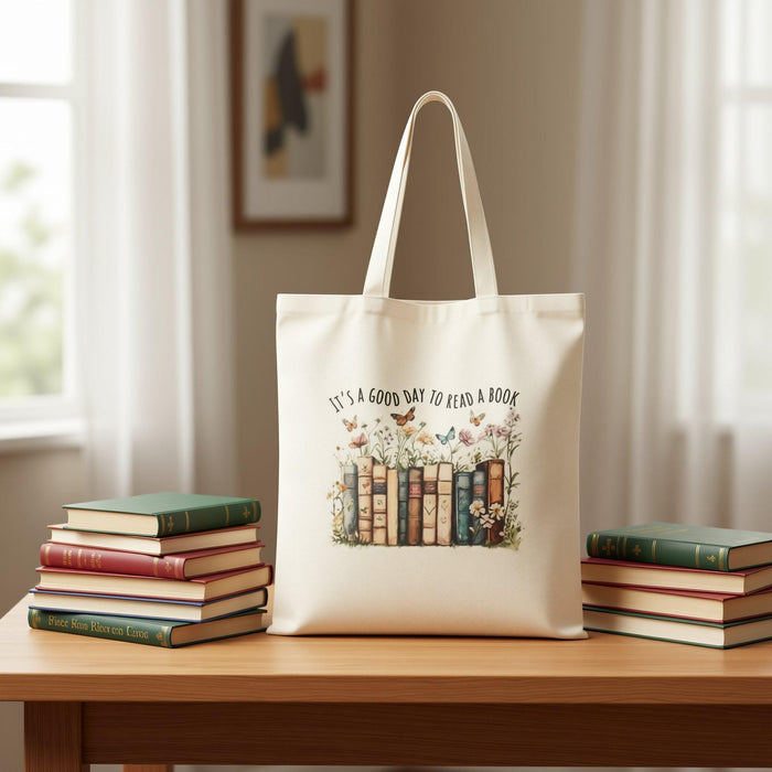 Bookish Canvas Tote Bag • 5 DTF Designs • 14x15 Heavy Duty Reusable Book Tote • Polyester Cotton Bag for Readers • Gift for Book Lovers