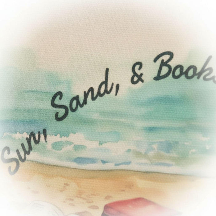 Sun, Sand, & Books Tote Bag  •  Cotton Canvas Book Lover Beach Bag • Reusable Heavy Duty  Reading Tote  •  Gift for Readers