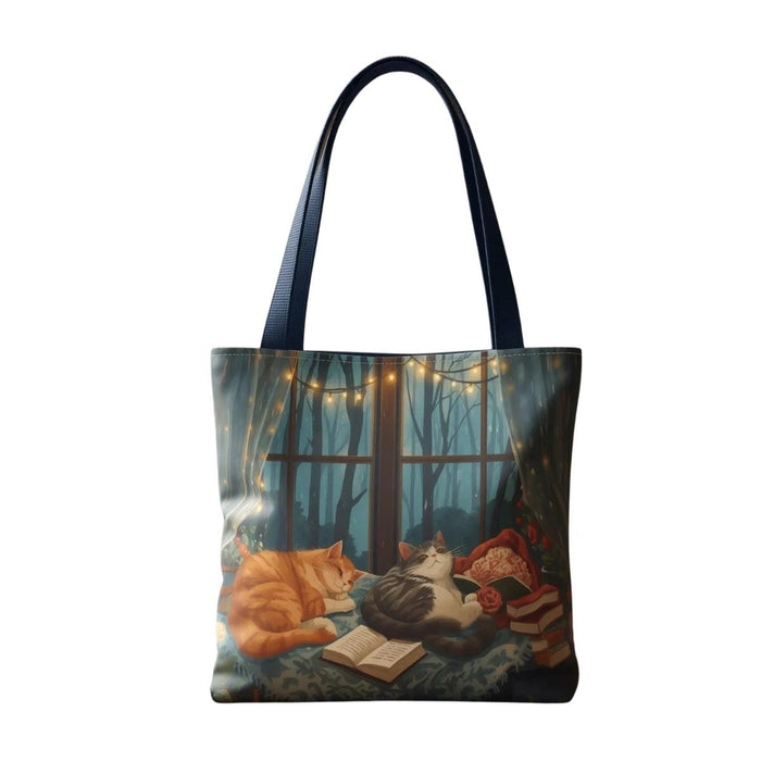 Cozy Cats Reading Tote Bag | Cats and Books All Over Print | Bookish Cat Lover Gift for Her | Cat Mom BookTok | Book Lover Cat Lady Gift