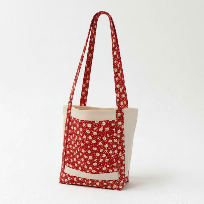Handmade Book Lover's Floral Tote Bag, Cotton Canvas (Large Front and Interior Pockets)