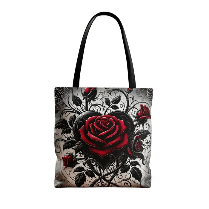 Gothic Floral Tote Bag, Heart & Roses Design (Multiple Sizes) Shopping Book Bag