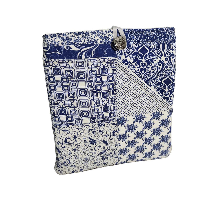 Shades Of Blue Pattern Padded Kindle eReader Tablet Book Cover Carrier with Big Front Pocket