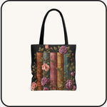 Vintage Floral Books Tote Bag | Rosebound Library Dark Academia Book Lover Gift | Bookish Gift for Her | Literary Tote | Reader Gift