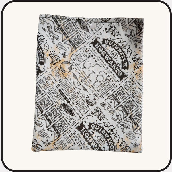 Hogwarts Quidditch Kindle eReader Sleeve • 8.5x10 Padded Tablet Cover • Cotton Bookish Case with Snap Closure • Wizard Reader Gift