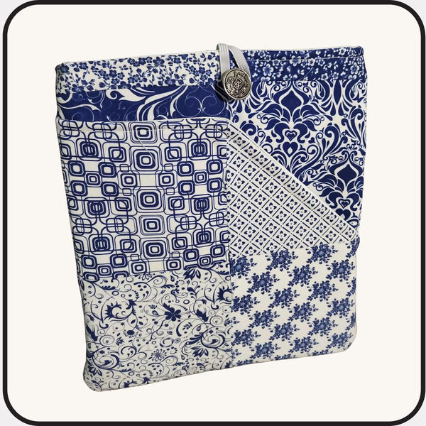 Shades Of Blue Pattern Padded Kindle eReader Tablet Book Cover Carrier with Big Front Pocket