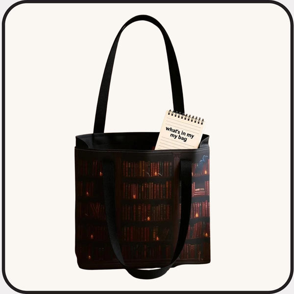 Raven Bookcase Tote Bag \ Dark Academia Gothic Library \ Bookish Gift for Her \ Crow Books Vintage \ BookTok Book Lover Gift \ Witchy Bag